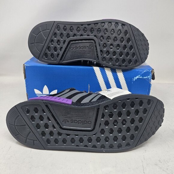 Adidas NMD_R1 Boost J 'Black/Purple' Athletic Shoe / GX5694 /Big Kids - Picture 3 of 8